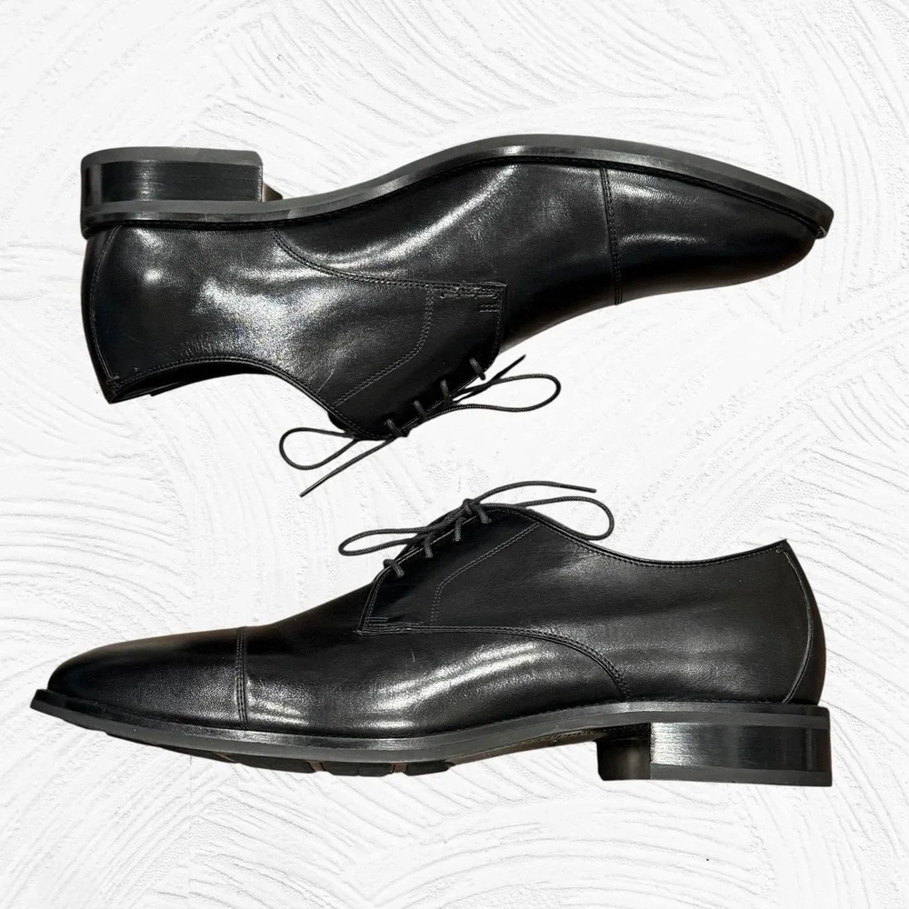 Cole Haan Lenox Hill Cap Toe Oxford C11630 Classic Black Leather Men 12M NEW